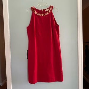 Bright red mini dress